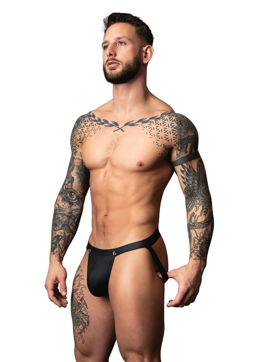 Snap Off bugyi, Férfi Erő, fekete spandex, Fekete, S-M