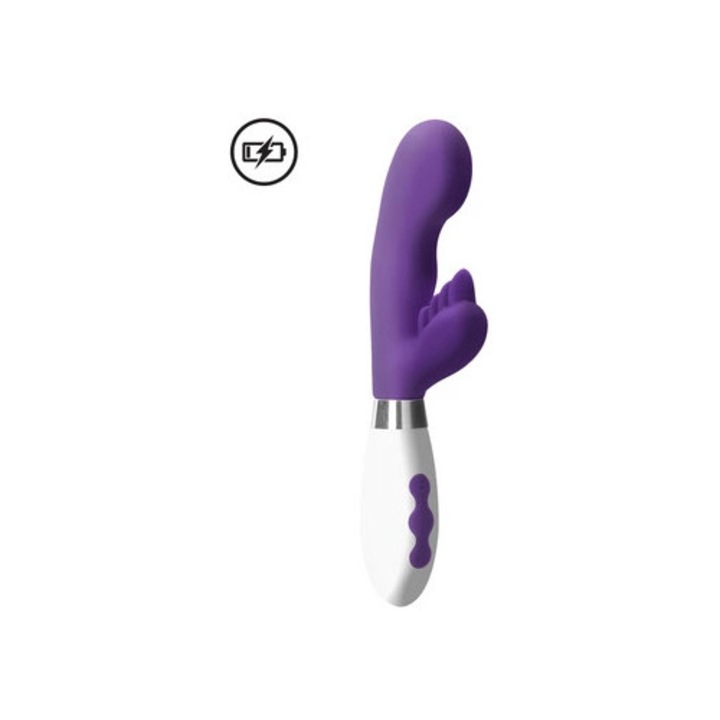 Двоен вибратор Luna от Shots, силикон, 21,2x3,6см, 10 режима, виолетов