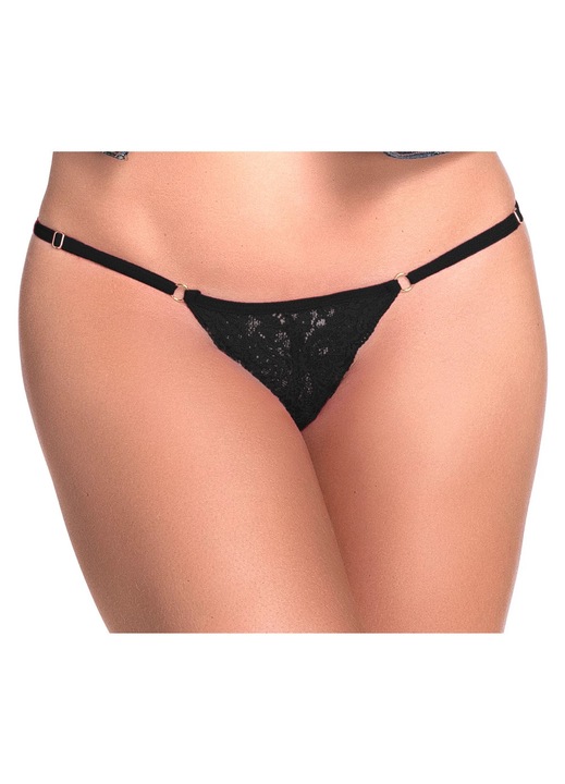 Leg Avenue csipke bugyi, díszes kivágással, fekete, S-M INTL