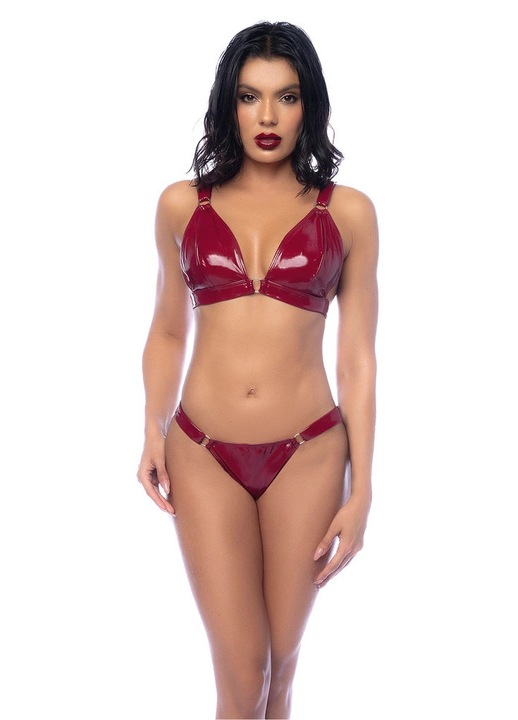 Set lenjerie sexy handmade, rosu, piese, Rosu