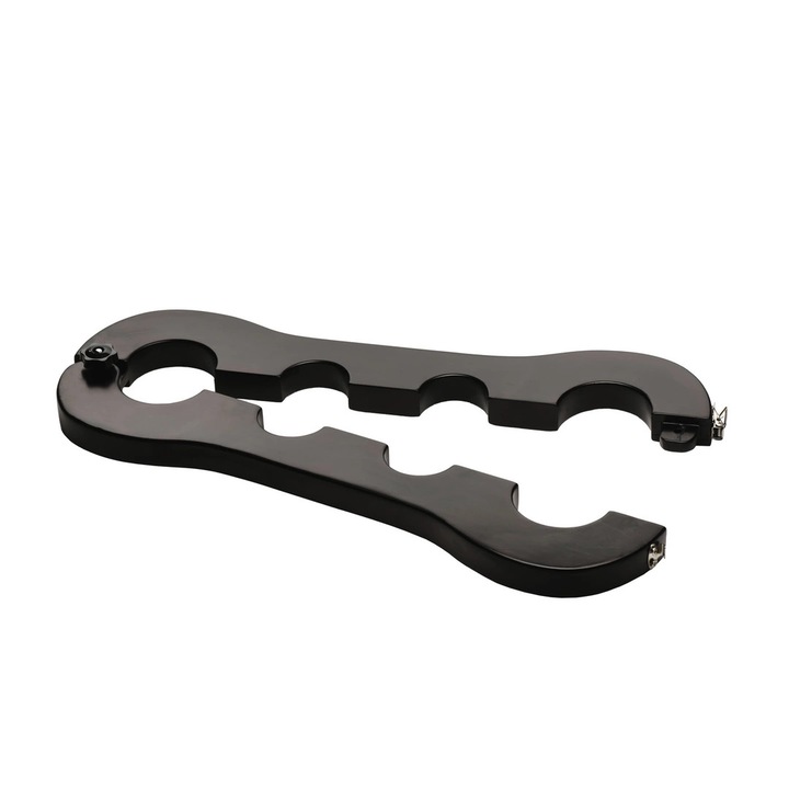 Sistem de restrictie pentru incheieturi si glezne Trapped, 24", negru cu elemente argintii, din lemn si otel inoxidabil