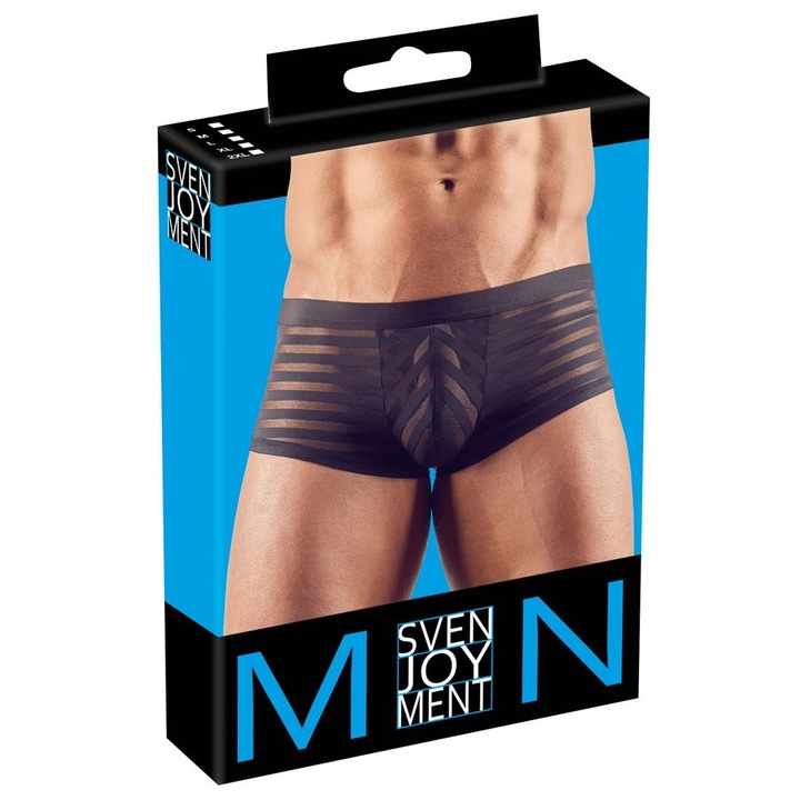 Boxeri barbati Svenjoyment, cu dungi, negru transparent, marimea S