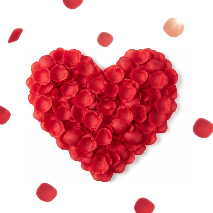 Set 800 Petale de Trandafir Artificiale, Matase Sintetica, Decor Romantic pentru Nunta, Valentine's Day, Dragobete, Aniversari sau Cerere in Casatorie, 5x5 cm, Rosu