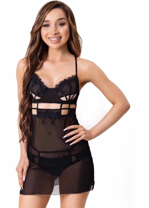 Szexi fehérnemű szett, Livco Corsetti, babydoll és tanga, fekete, L-XL INTL