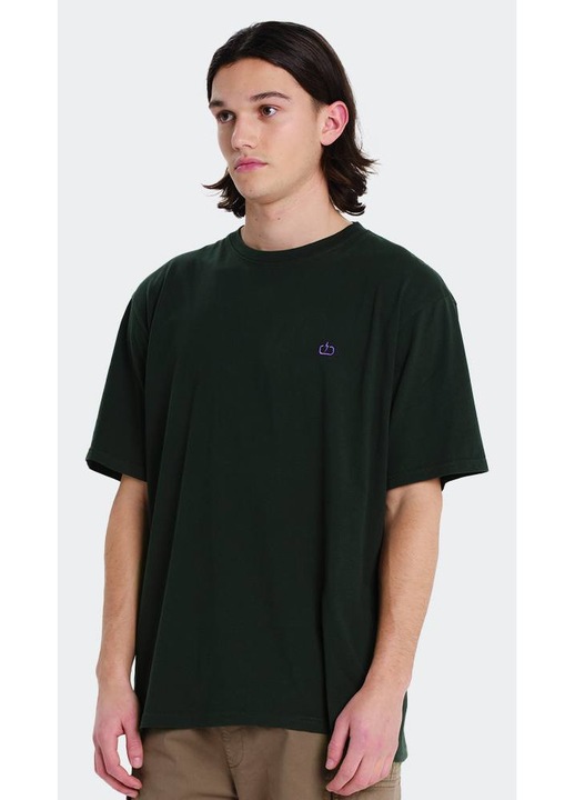 Tricou barbati Emerson, maneca scurta, bumbac, verde padure, croiala clasica