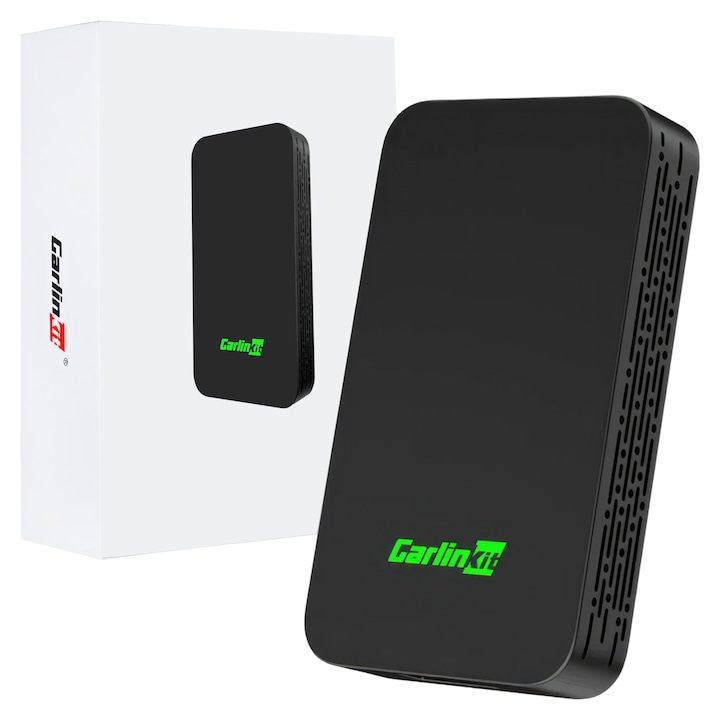 Adaptor wireless Carlinkit 5.0 (2Air-T) RGB pentru CarPlay, Android Auto, negru, 76x43x12.3mm
