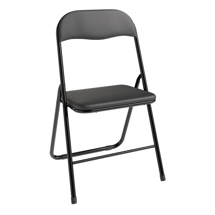 Scaun pliant, piele ecologica neagra "SIMPLE" pentru casa si terasa