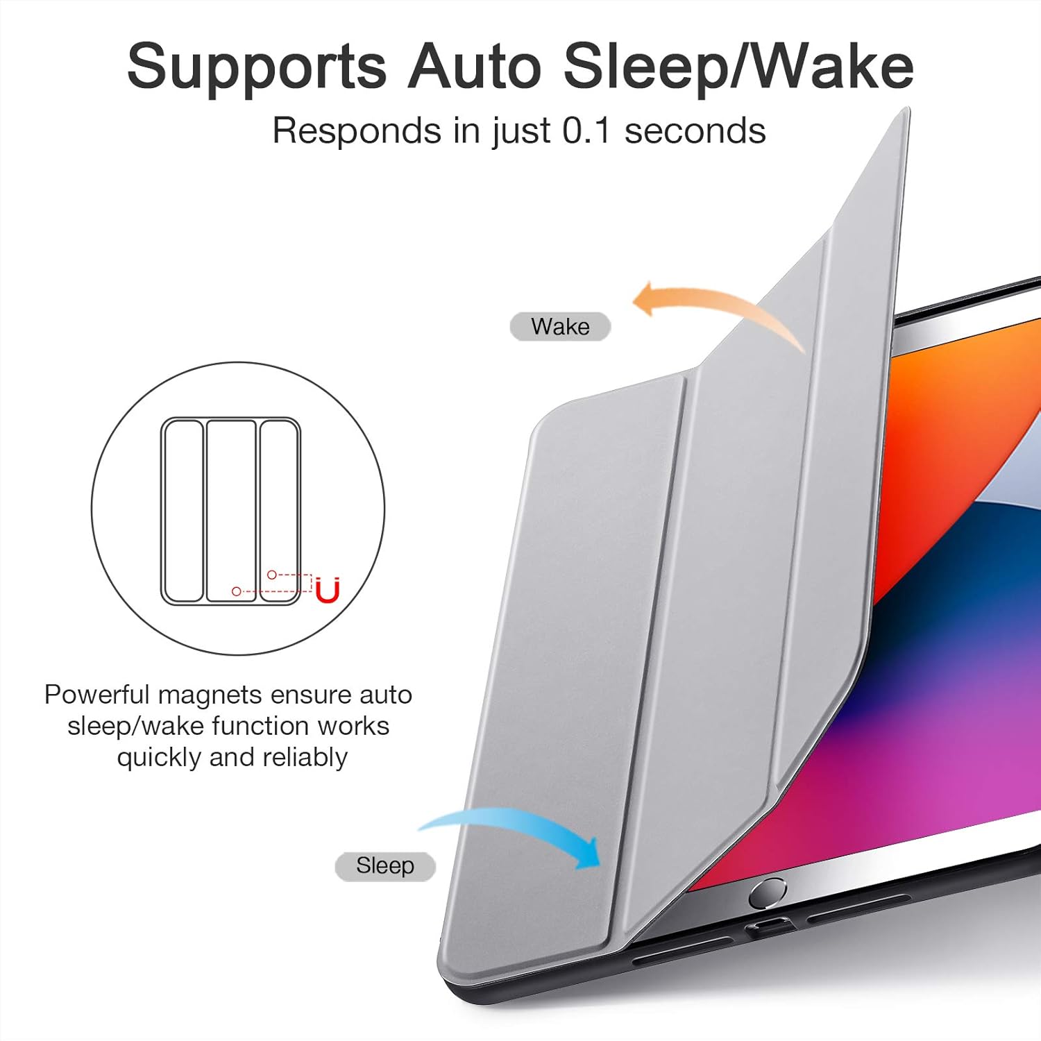 Husa tableta ESR pentru Apple iPad 9/8/7 10.2", gri, dimensiuni 250.60x174.10x7.50mm