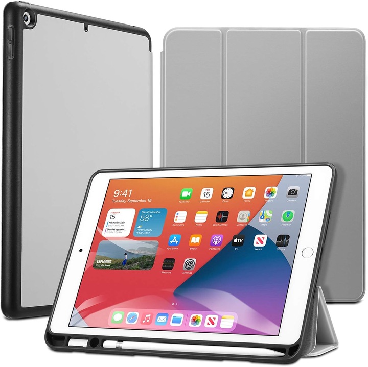 Husa tableta ESR pentru Apple iPad 9/8/7 10.2", gri, dimensiuni 250.60x174.10x7.50mm