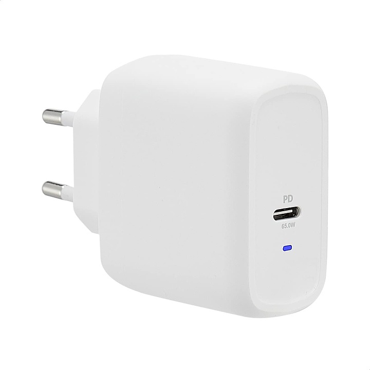 Incarcator De Perete Amazon Basics Usb-C Cu 1 Port, 65W, Gan, Pentru Laptopuri, Tablete Si Telefoane Mobile Cu Sursa De Alimentare, Alb (Nu Pps), 5, 61 X 2, 87 X 5 Cm