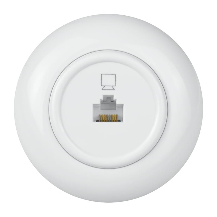 Priza Internet RJ45 Cat5E Rotunda cu Rama Montaj Incastrat Plastic Alba DPM