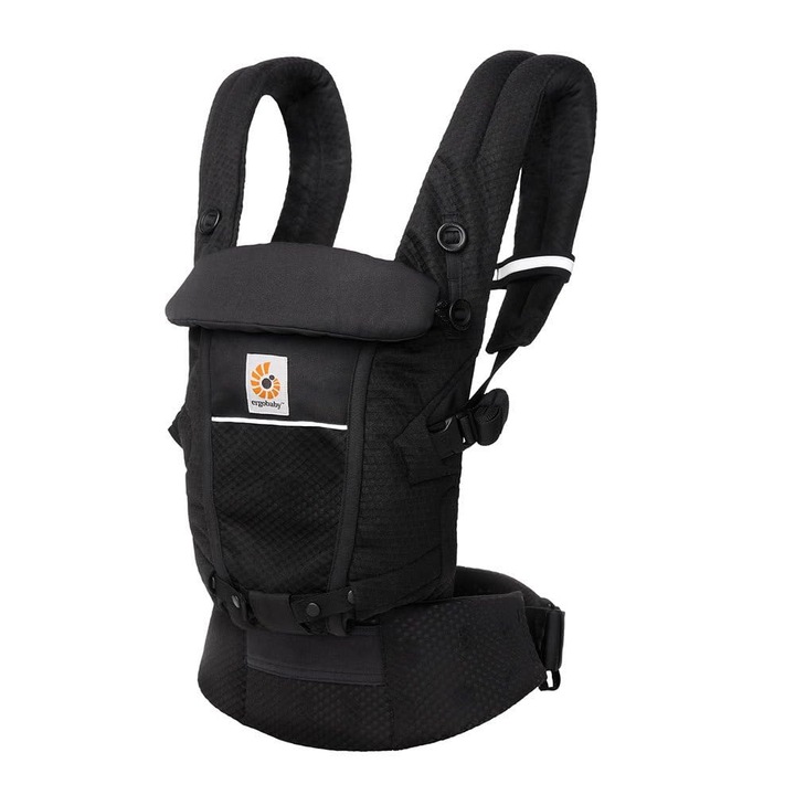 Ergobaby Adapt Marsupiu Purtare Bebelusi, 3 Pozitii, Plasa SoftFlex, Onyx Black