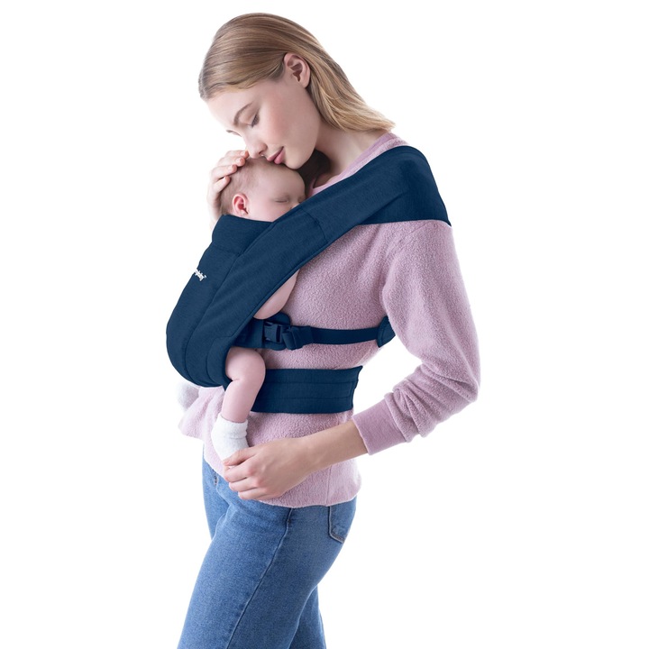 Marsupiu Ergobaby Embrace pentru nou-nascuti de la nastere, extra moale, marsupiu cu 2 pozitii, geanta marsupiu, ergonomic, albastru noapte