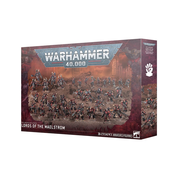 Extensie de joc Warhammer 40000, Lords Of The Maelstrom Red Corsairs Chaos Space Marines Battleforce, Games Workshop, 36 modele de asamblat, gri