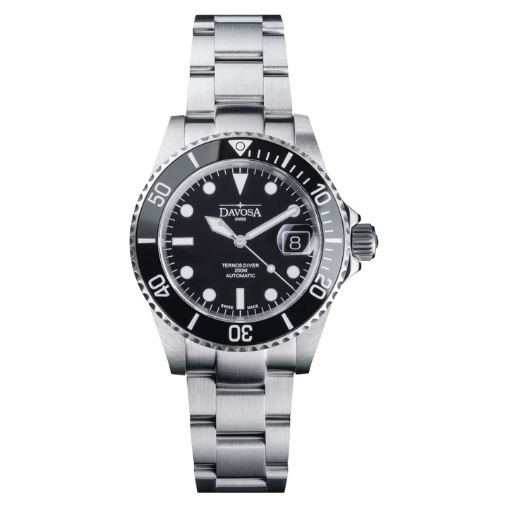 Ceas barbati Davosa Ternos Diver 161.552.50, 40mm, inox, bratara metalica, impermeabil 200m, cadran negru