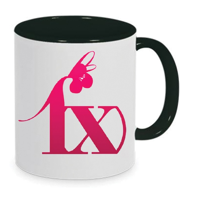 Cana F(x) No.1, ceramica, 330ml, alb si negru, design imprimat de inalta definitie, lavabila la masina