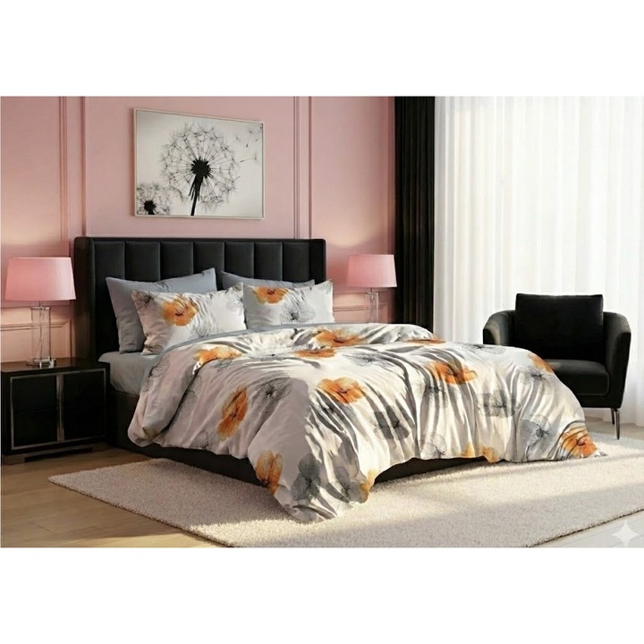 6 részes finom pamut ágynemű, matrachuzat 160x200 vagy 180x200 cm, paplan 200x220 cm, többszínű