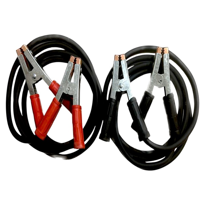 Cabluri de pornire/transfer curent, 12/24V, set 2x3 m, cu 4 clesti manere izolate 600A, sectiune 25mmp, 600W