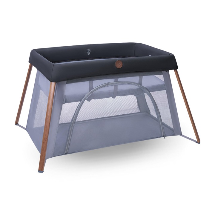 Maxi-Cosi Iris2, patut de voiaj 2 in 1 bebelus, 0-3 ani, 0-15 kg, patut de voiaj compact, 2 nivele, fereastra cu intrare laterala, pliabila si usoara, saltea extensibila, ecologica, Essential Graphite