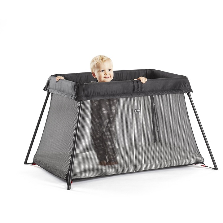 Patut de voiaj BabyBjorn Light cu cearceaf pentru patut de voiaj Light, negru