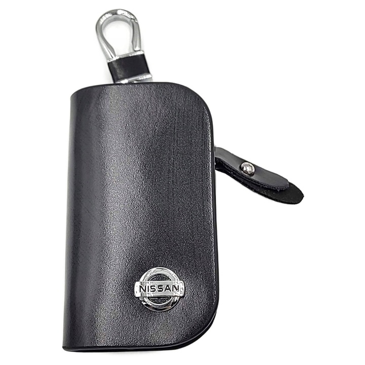 Калъф за ключ за кола, 9,5x6x2,3 см, екокожа, с лого NISSAN