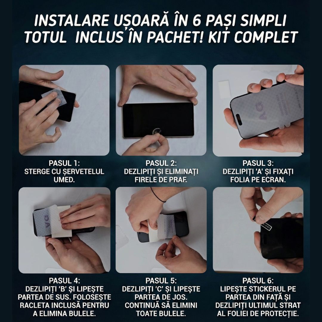 Folie Mata Protectie Fata Hydrogel TPU, Premium pentru iPhone 17 Pro, Full Cover 360, Finisaj Mat Anti-Amprente, Auto-Regenerare, Protectie la Socuri si Zgarieturi, Ultra Slim, Montaj Usor Rapid, SIlicon Transparent Mat, Alikommerce AK