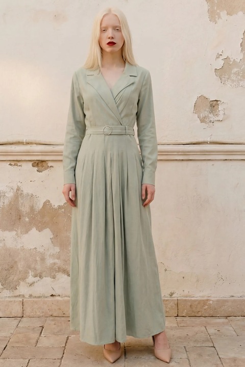 Rochie Maxi, MyFashion, maneci lungi, verde menta, bumbac si in