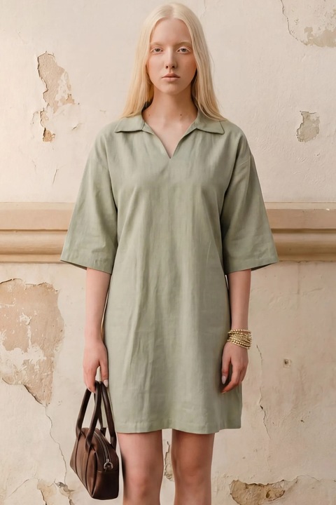 Rochie Mini, MyFashion, Guler Polo, Verde, In