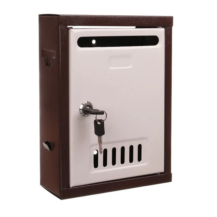 Cutie poștală interior Buildxelle Tip 3, tablă din oțel, cilindru, maro, 195x260x76mm