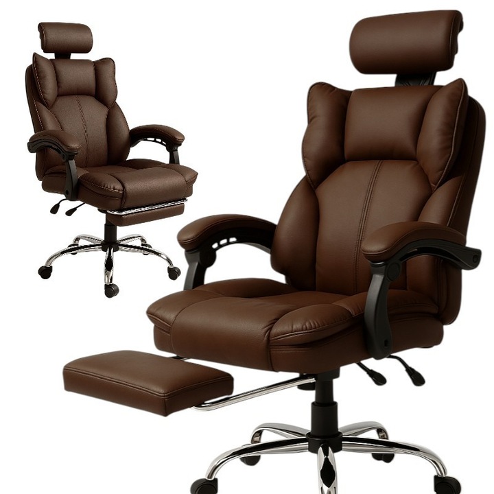 Тъмнокафяв офис стол, с опора за крака, макс. 150 кг, 63x118-128 см, JollyMag, KO49BR