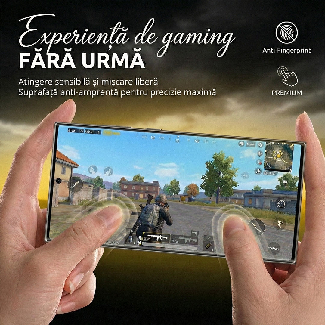 Folie Protectie Fata Alikommerce AK pentru Samsung S24 Ultra, Finisaj Mat, Auto-Regenerare, 0.15mm, Transparent Mat