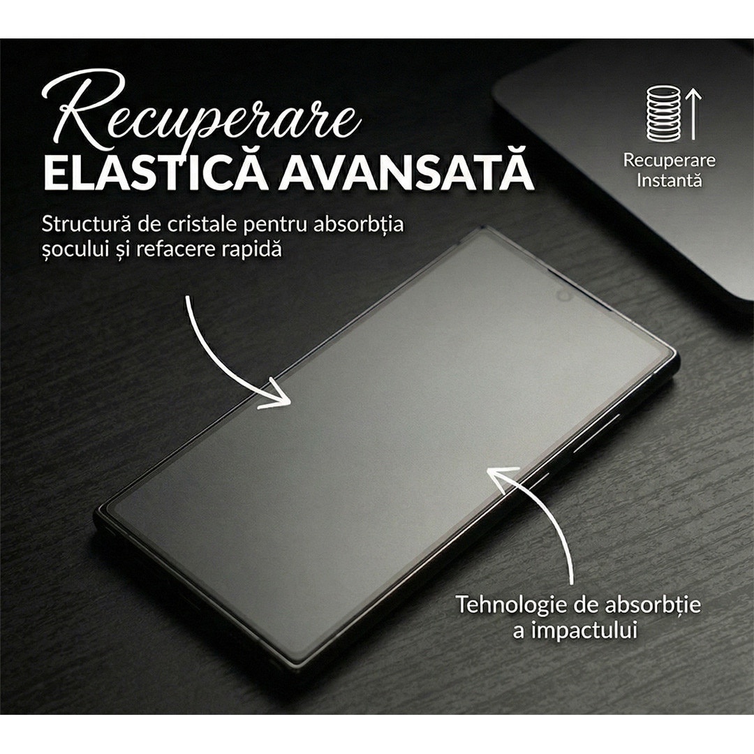 Folie Protectie Fata Alikommerce AK pentru Samsung S24 Ultra, Finisaj Mat, Auto-Regenerare, 0.15mm, Transparent Mat