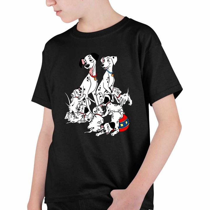 Tricou Copii Baieti 101 Dalmatieni Pongo Perdita Joaca Catelusi, Fekete