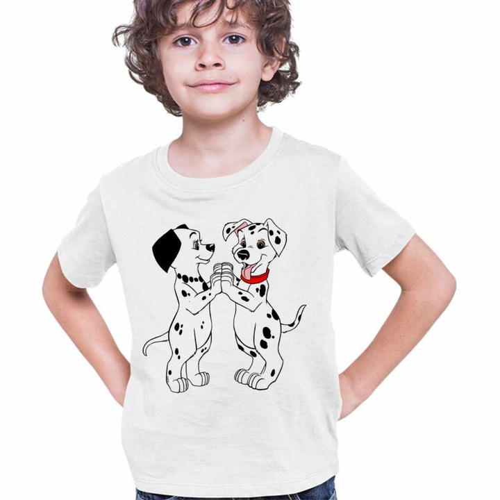 Tricou Copii Baieti 101 Dalmatieni Joaca Catel Dalmatian Puppy, Fehér