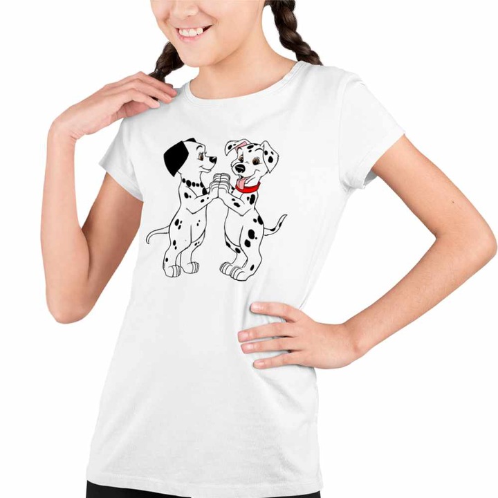 Tricou Copii Fete 101 Dalmatieni Joaca Catel Dalmatian Puppy, Fehér