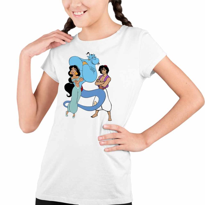 Tricou Copii Fete Aladdin Jasmine Aladdin Genie Duh, Fehér