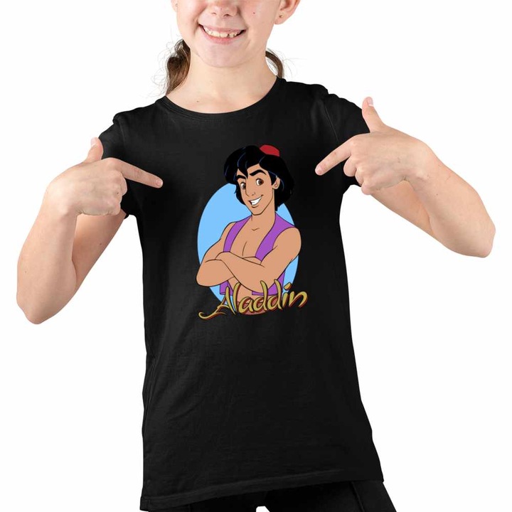 Tricou Copii Fete Aladdin Ali Baba O mie si una de nopti Aladin, Fekete