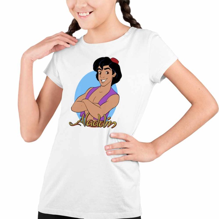 Tricou Copii Fete Aladdin Ali Baba O mie si una de nopti Aladin, Fehér