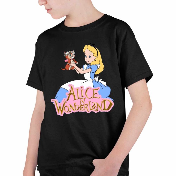 Tricou Copii Baieti Alice Tara Minunilor Dinah, Fekete