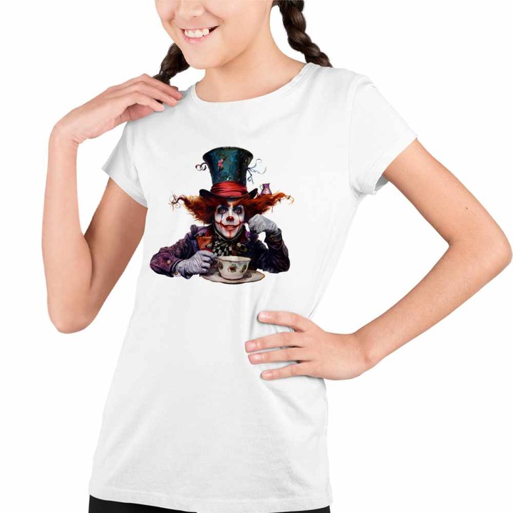 Tricou Copii Fete Alice Tara Minunilor Palarierul Nebun, Fehér