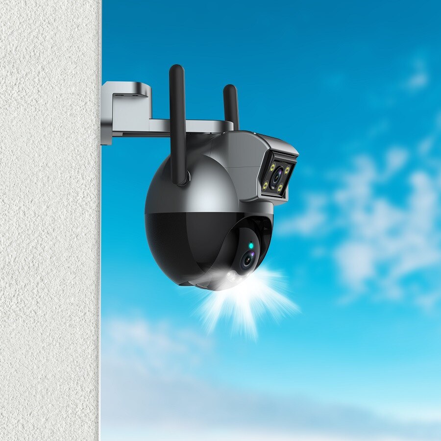 Camera Dubla Camera Dubla Rotativa Exterior 4MP WiFi IP, Dual Lens, Detectare Umana ...