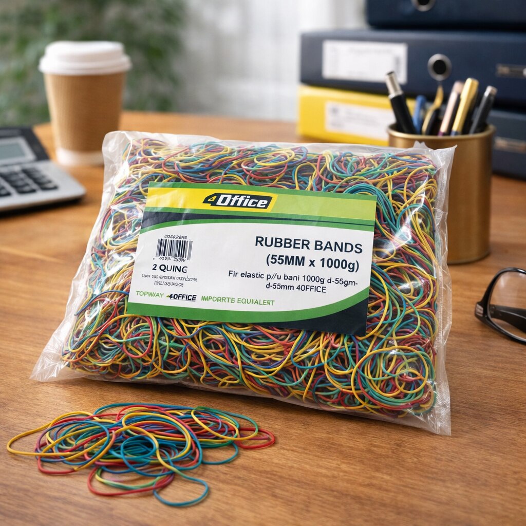 Module Elastice Colorate Set elastice de bani colorate, 4Office, 1000g, diametru 55 mm, din ...