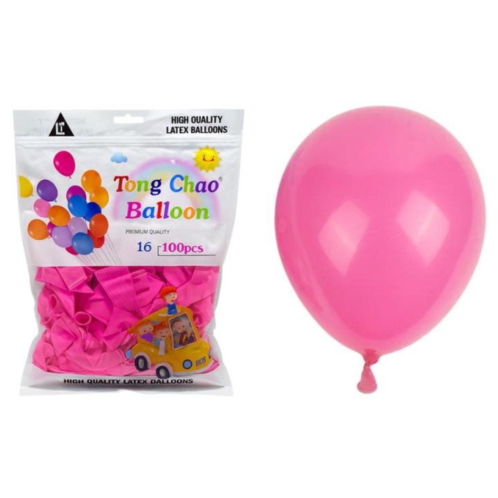 100 db rózsaszín latex lufi szett Tong Chao, 30 cm (12 inch), prémium minőség, héliummal/levegővel kompatibilis