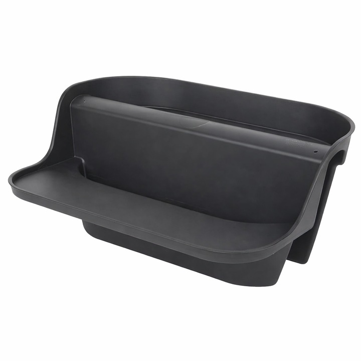 Ghiveci suspendat pentru gard si balcon, cu suport depozitare unelte, plastic rezistent, negru