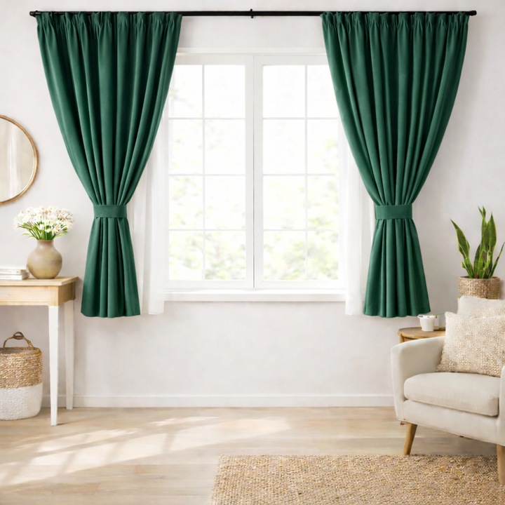 Set 2 Draperii Verde Smarald Catifea Premium Blackout 1.5m x 1.45m - Magazin Covoare, Elegant, Rejansa Premium