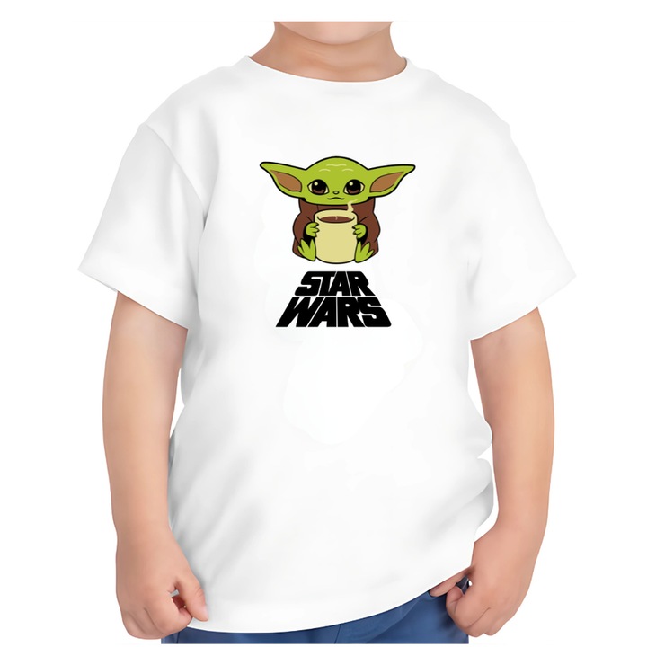Gyermek póló Star Wars Baby Yoda, pamut, Fehér