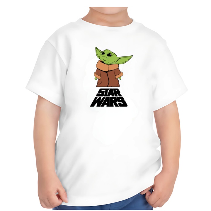Gyermek póló Star Wars Baby Yoda, fehér, Fehér