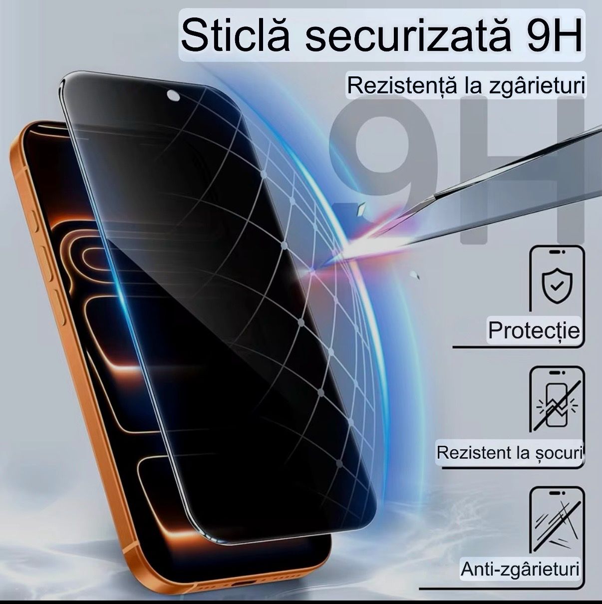 Folie Sticla Privacy Alfkary, Compatibila Apple iPhone 17, Protectie Profesionala Ecran 3D, Full Cover- Negru