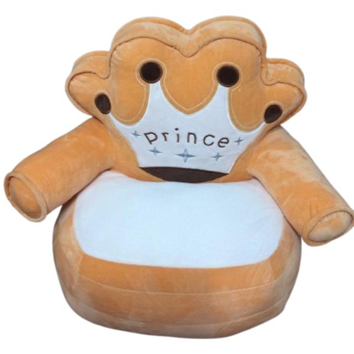 Fotoliu Prince din plus, moale, pentru copii, maro