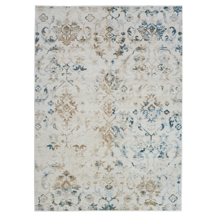 Covor modern, 140 x 200 cm, Antiderapant, Bej, Poliester, Usor De Curatat, Lavabil, Living, Camera De Zi, Dormitor, Dreptunghi, Compatibil Cu Incalzirea Prin Pardoseala